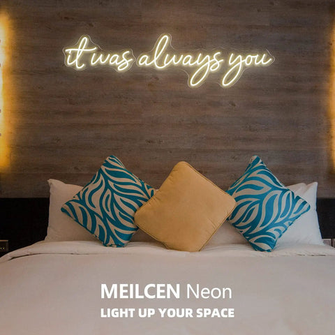 It Was Always You Neon Sign 36 Inch White Neon Night Light Dimmable Wall Decor For Bedroom Living Room Bar Party Club Wedding Girls Birthday Wall Light Decor Reusable Soft Silicone LED Warm White Cozy Vibe