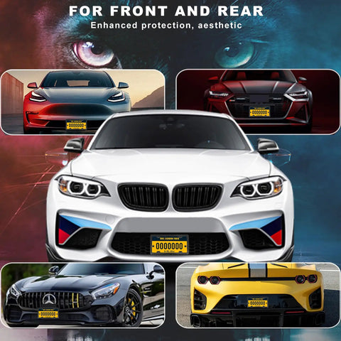 Genuine Carbon Fiber License Plate Frame Set With Secure Anti Theft Screws And Slick Black Finish For A Tight Universal Fit That Brings Legit Durability And A Clean Road Ready Vibe To Your Daily Drive on different vehicles.