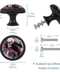 Four Piece Round Cabinet Knobs Set For Kids Durable Drawer Pulls With Screws, skeleton design, two screw lengths shown