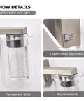 Three Light Brushed Nickel Vanity Light Fixture With Crystal Glass Shades Dimmable LED Bath Vanity Sconce detail view