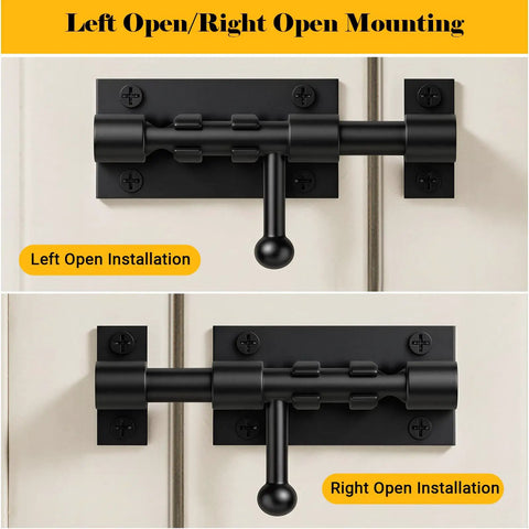 Built Like A Tank 4 Inch Slide Door Lock Latch Hella Durable SUS304 Stainless Steel Barrel Bolt for Left and Right Open Installation.