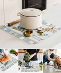 Blue Starfish Shell Conch Wood Grain Dish Drying Mat For Kitchen Counter Super Fast-Drying Ultra Absorbent Microfiber Drainer Pad