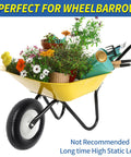Solid Wheelbarrow Tire 16 Inch 4.80 4.00 8 Flat Free Wheel And Tire With 6 Inch Centered Hub And Five Eighth Inch Axle Bore visible.