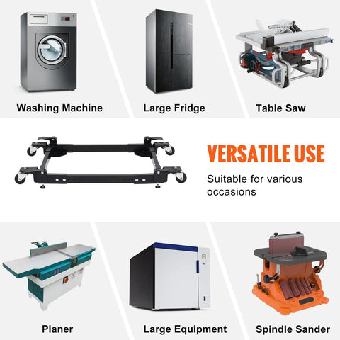 Heavy Duty Universal Mobile Base For Woodworking Equipment And Power Tools, 1500 Lb Capacity, Adjustable With Swivel Wheels
