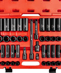 1/2 Inch Impact Socket Set With 45 Pieces Deep And Shallow, Metric Sizes 9mm To 32mm, Chrome Vanadium Steel, Heavy Duty in red case