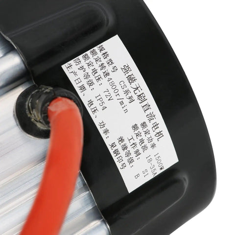 Label close-up on Beast 72V 1500W Electric Brushless Differential Motor With 40 Inch Rear Axle Shaft Kit and 4 Stud Wheel Hub