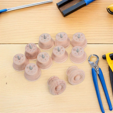 Round Wooden Drawer Knobs Set, 10 Pack, Single Hole Circular Wood Handles For Dressers, Cabinets, Natural Solid Wood