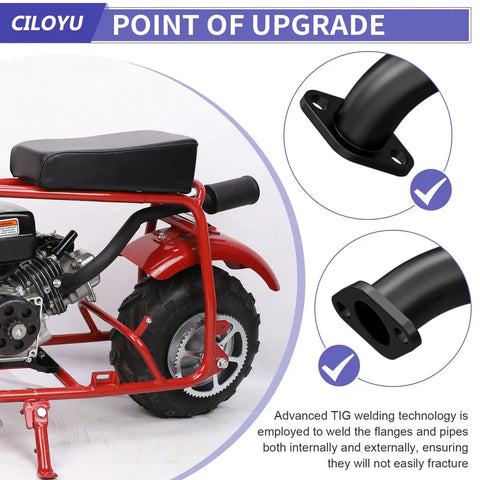 Central Long Mini Bike Exhaust Header Pipe With Muffler Kit For CT100U GMB100 Rascal 98 Lite Predator 79cc 98cc Engines