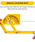Adjustable Protractor Angle Finder Two Pack Measures Zero To One Eight Zero Degree with brass locking nut for precise angles.
