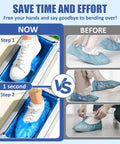 Automatic Shoe Cover Dispenser Featuring 200 Disposable Non Slip Shoe Covers in action, showing ease of use and time saving.
