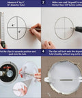 Installation steps for Round Access Panel Cover 5 Inch Spring Clip Plastic White Pack Of Two Fits 4 Inch Opening.