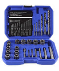 26 Piece Damaged Screw And Bolt Extractor Set With Left Hand Cobalt Drill Bits Easy Out Screw Remover Kit in open case
