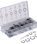 300 Piece Snap Ring Set With Alloy Steel Retaining Rings Universal Repair Kit For Home And Auto Use, organized in plastic box