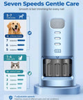Premium 7 Speed Quiet Pet Nail Grinder For Dogs And Cats Featuring Low Vibes And A 360 Degree Led Ring For Super Easy Gnarly Claw Trimming At Home display showing adjustable speed settings for pets.