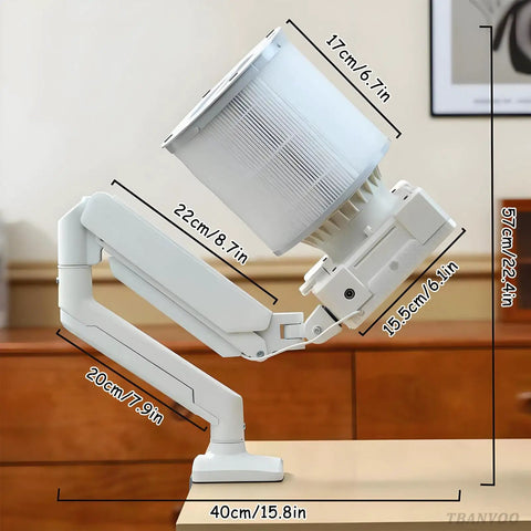Pro Grade 60W Nail Dust Collector With Serious Suction For Salon And Home Use Industrial Vacuum Fan, adjustable arm and dimensions shown