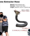 Heavy Duty 4 To 8 Inch Flexible Duct Collector Arm Featuring Slick Articulated Fume Extractor Hose For Welding Laser And Soldering With Removable Stainless Steel Hood