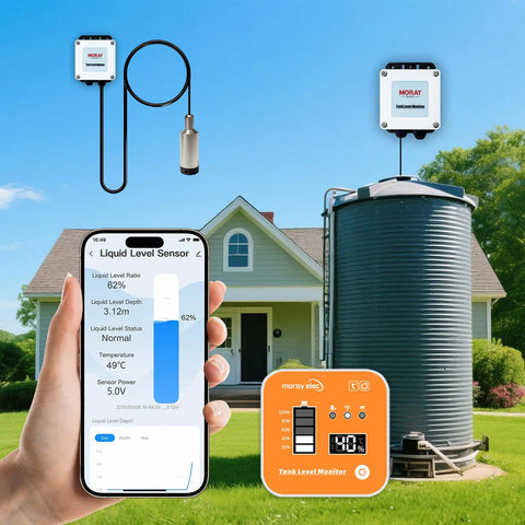 Smart WiFi Water Level Sensor With Ultrasonic Transmitter And Remote Alarm Gateway For Smart Life App, IP67 Waterproof Tank Monitor