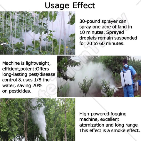Usage effects of Disinfection Fogger And Atomizer Machine With Dual Pipe Water Cooling in agricultural settings.