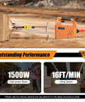 Heavy Duty 440 Lbs Portable Electric Hoist Winch With 110V Wireless Remote Control and Manual Lever Operation in use lifting wood.