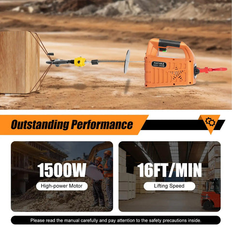 Heavy Duty 440 Lbs Portable Electric Hoist Winch With 110V Wireless Remote Control and Manual Lever Operation in use lifting wood.