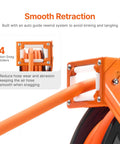 Kickass Retractable Air Hose Reel Auto Rewind 1/2 In X 50 Ft Hybrid Polymer Air Hose Max 300 Psi showing smooth retraction and non-snag rollers.