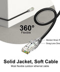 Cat6A Ethernet Cable 10 Ft Pack Of 10 Snagless Pure Copper 28AWG Patch Cable 360-degree flexibility with soft jacket