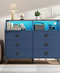 Blue dresser with Six Pack Matte Black Cabinet Knobs Zinc Alloy Round Cupboard Drawer Pulls For Dresser Wardrobe And Closet
