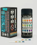 Hydroponic Water Test Strips 120 Pack Fast Ph Alkalinity And Hardness Checker with color chart and testing instructions.