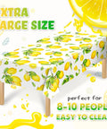Three Pack Lemon Tablecloths Outdoor Waterproof Rectangle Cover For Indoor And Outdoor Use 54 By 108 Inches Oil Proof Summer Party Kitchen Dining Picnic Barbecue Patio shown on table with lemon design