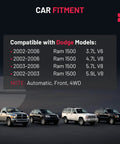 Dodge Ram 1500 Front Drive Shaft Assembly For 2002-2006 3.7L V6 4.7L V8 And 2003-2006 5.7L V8 4WD Auto fitment chart