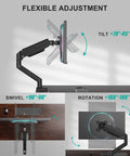 Single Monitor Arm Mount For 13 To 34 Inch Screens, Adjustable Desk Mount, VESA 75x75 And 100x100, Tilt and Swivel Features Shown