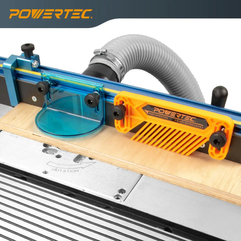 Deluxe Pro Grade Router Table Fence System With 24-Inch Rail And 3-3/8-Inch Tall Fence featuring precision cut guide and dust port
