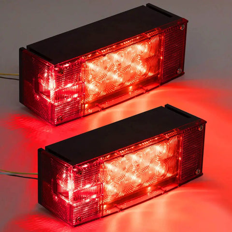 2 Pack 12V LED Submersible Low Profile Rectangular Trailer Lights Kit With Stop Turn Running Lights And License Plate Illumination