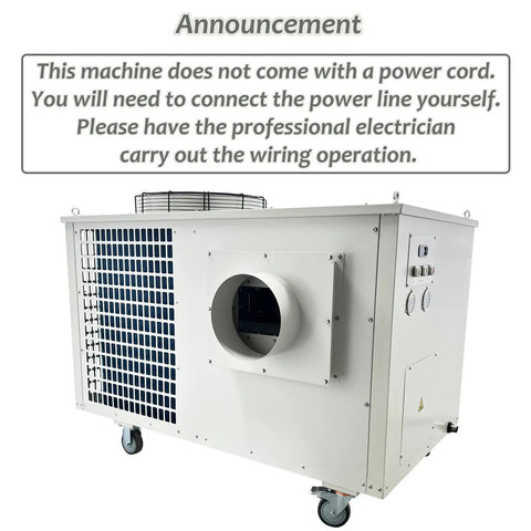Heavy Duty Industrial Spot Cooler Packs 61K Btu Of Killer Cooling Power And 2900 Cubic Meter Per Hour Airflow With external drain.