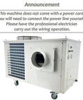 Heavy Duty Industrial Mobile Air Conditioner Cranking 51100BTU Of Badass Cooling Power With Smooth Rolling Wheels And Zero Drama Drainage For Workshops Factories And Heatwave Events Now, showing side view.