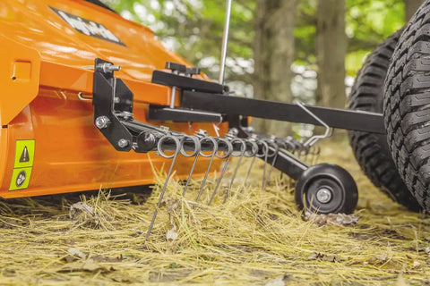 Front Mount Dethatcher Made In USA For Lawn Care, Pro Grade Thatch Removal Tool With Heavy Duty Tine Attachment, Metallic Finish