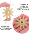 Replacement Gear Wheel For Gumball Machines And Capsule Vending Machines Durable Plastic High Precision Gear For Mini Motor Repair 10 Pack Candy Dispenser Internal Gear Wheel Set Pro Grade, white plastic gear in hand