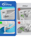 Diagram showing Disposable Toilet Brush With Holder For Deep Clean Toilet Bowl, 14 Refills Included versus traditional brush