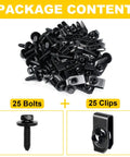 50 Piece Body Fastener Kit With 25 Bolts And 25 U Nut Clips for Fender Engine Cover Splash Shield Bumper Radiator Hood
