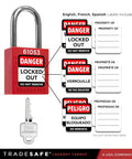 OSHA Compliant Pro Grade Electrical Lockout Tagout Kit With 34 Devices All In One Bundle Includes Hasps Clamp On And Universal Circuit Breaker Lockouts Tags Plug Lock Loto Locks Set Red Carrying Bag key and lock with multilingual danger tags