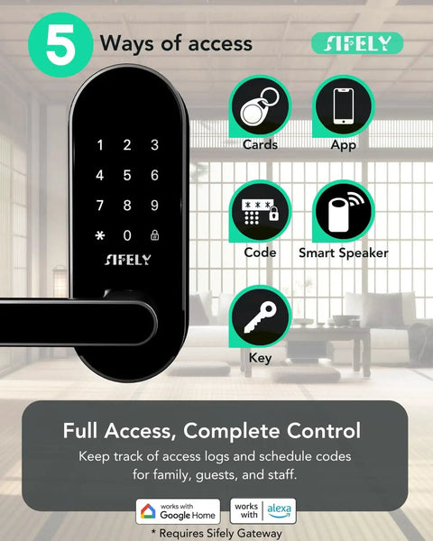 Keyless Entry Keypad Smart Door Lock With Handle And Knob Five Ways To Unlock Digital Deadbolt for doors with app control display