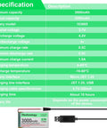 Specifications of 4 Pack 3.7V 3000mAh LiPo Battery With USB Charger Cable Protection Board Insulated Tape And Micro JST 1.25 Plug