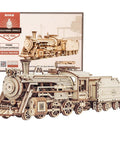 1:18 Scale Steam Train Model With Carriage 3D Wooden Puzzle For Adults DIY Mechanical Vehicle Kit, boxed and assembled