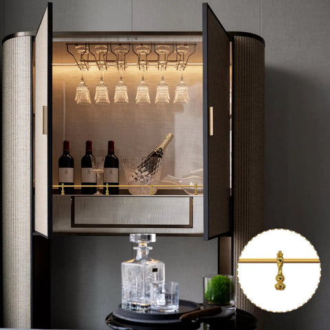 Heavy Duty Gold Tone Zinc Alloy Shelf Rail Brackets 4 Pack With A Sleek Brass Finish To Nail Down 6 Mm Gallery Railing Posts and wine display in a stylish cabinet.