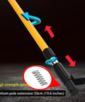 Pro Grade Adjustable Telescopic Laser Level Mounting Pole With Tripod Extends To 13.78 Ft 4.2 m 5/8-11 Rotating Nut Fast Setup Horizontal Leveling Adapter For Builders Contractors And DIY Pros. Bottom pole extension 50cm with spring mechanism