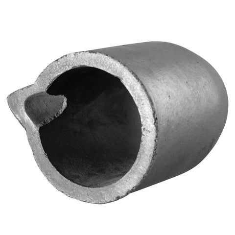 Heavy Duty Clay Graphite Crucible With Pour Spout For Metal Melting And Foundry Work showing interior view and spout detail.