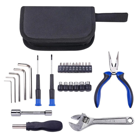 Compact 28 Piece Motorcycle Tool Kit For On The Road Repairs Under The Seat Grab And Go Travel Ready Essentials with durable case