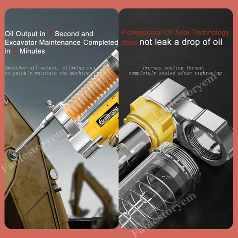 24V Battery Powered Grease Machine Kit With 18 Inch Hose And Hard Pipe 12000 PSI High Pressure Electric Grease Gun dual view