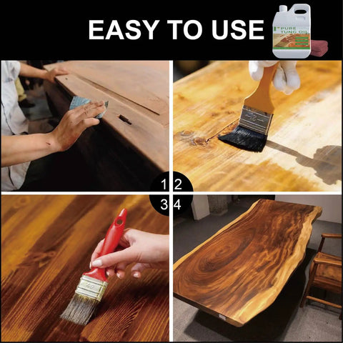 128 Oz Pure Tung Oil For Wood Finishing And Sealing Waterproof And Food Safe used on furniture and countertops