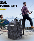 Fishing Backpack With Rod Holders And Tackle Box 42L Water Resistant Gear Organizer for freshwater and saltwater angling.